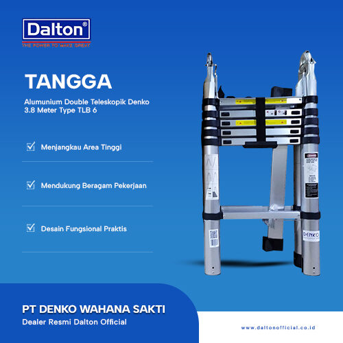 Tangga Alumunium Double Teleskopik Denko 3.8 Meter Type TLB 6